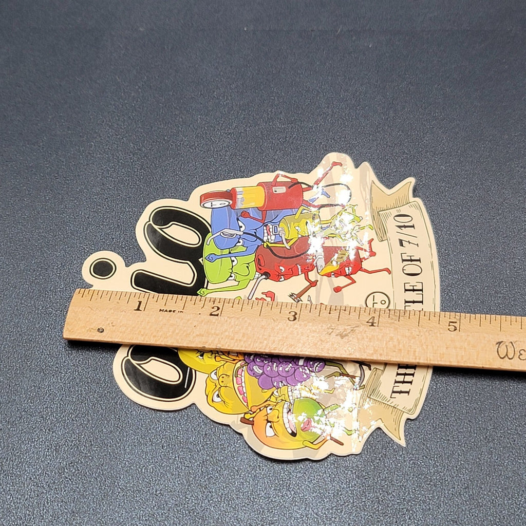 Olio Sticker The Battle of 710 Fruits vs gases 4.75" x 4.5"