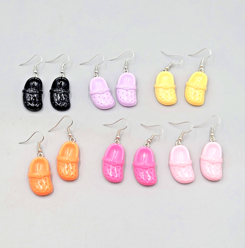 Croc Lot Pierced Earrings Set of 6 Multicolor Silver tone Dangle 1 in