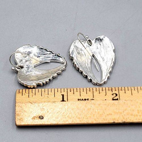 Crystal Angel Wings Pierced Earrings Silver tone Dangle 1"