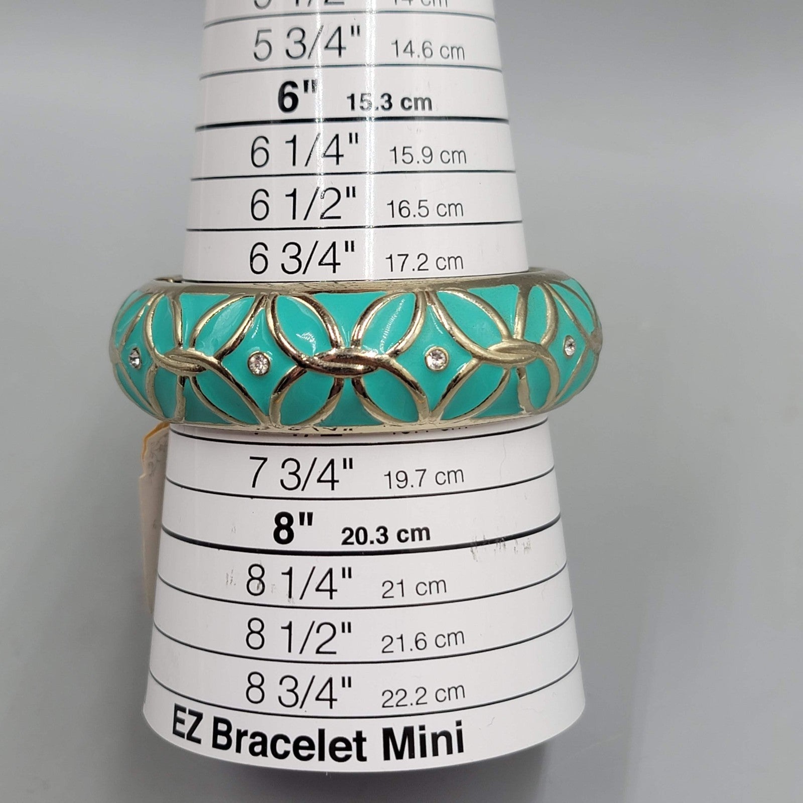 Dress Barn Bracelet NWT Teal Enamel Crystal Hinged Bangle Gold tone 7 in