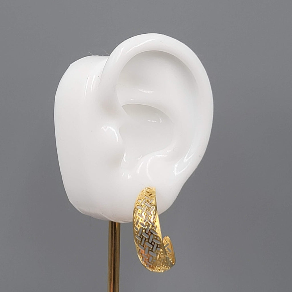 Filigree Hoops Pierced Earrings Gold Plated 1" Lightweight