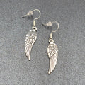 Pierced Earrings Feather Silver tone Dangle Angel Bird 1 1/8"