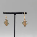 Saguaro Cactus Pierced Earrings Gold tone Dangle 3/4"