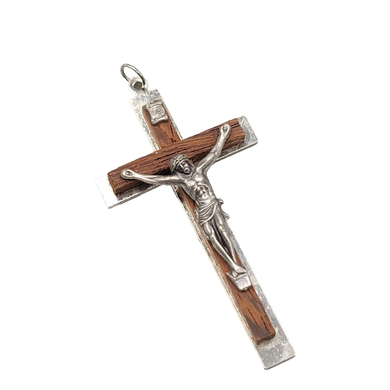 Vintage Wood Cross Wall Hanging Crucifix ITALY 3 1/8 in NICE DETAIL