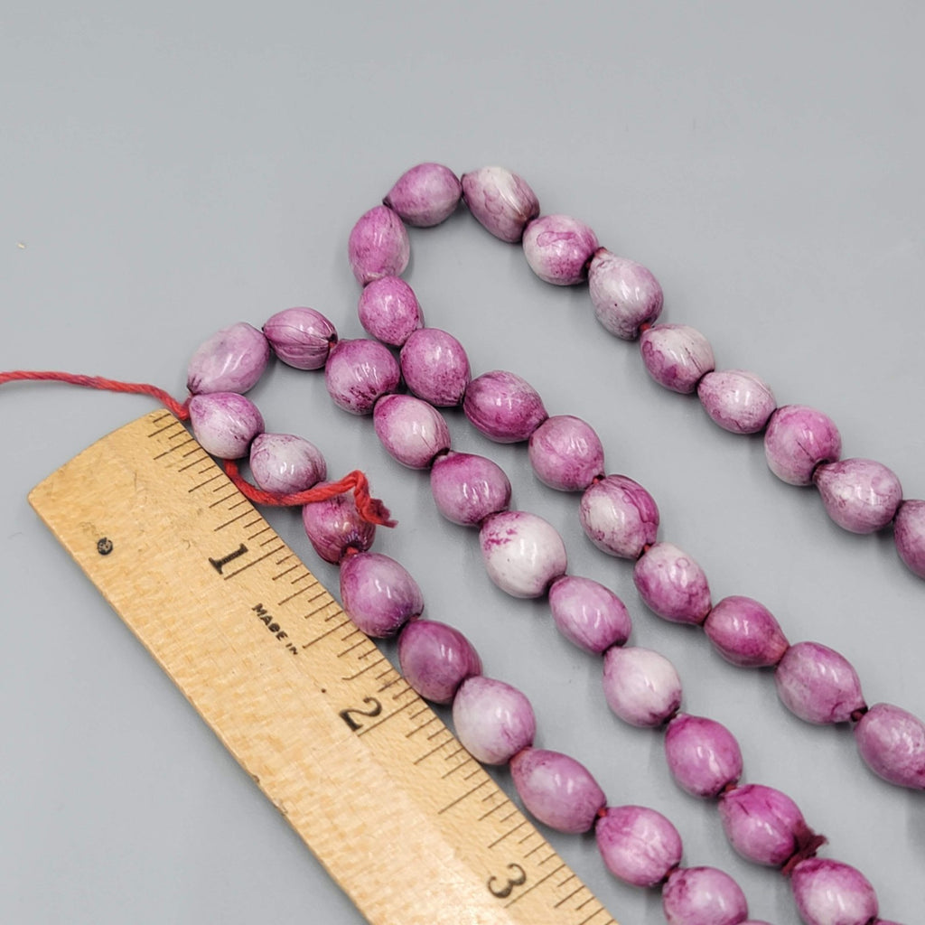 Jobs Tears Seed Beads Dyed Purple Hand Strung 50 in