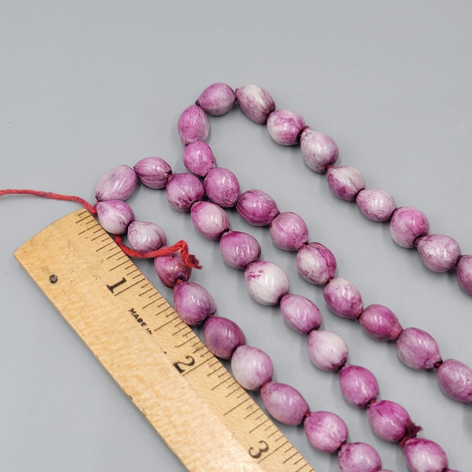 Jobs Tears Seed Beads Dyed Purple Hand Strung 50 in