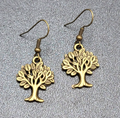 Tree Pierced Earrings Bronze tone Embossed Detail Dangle 7/8"