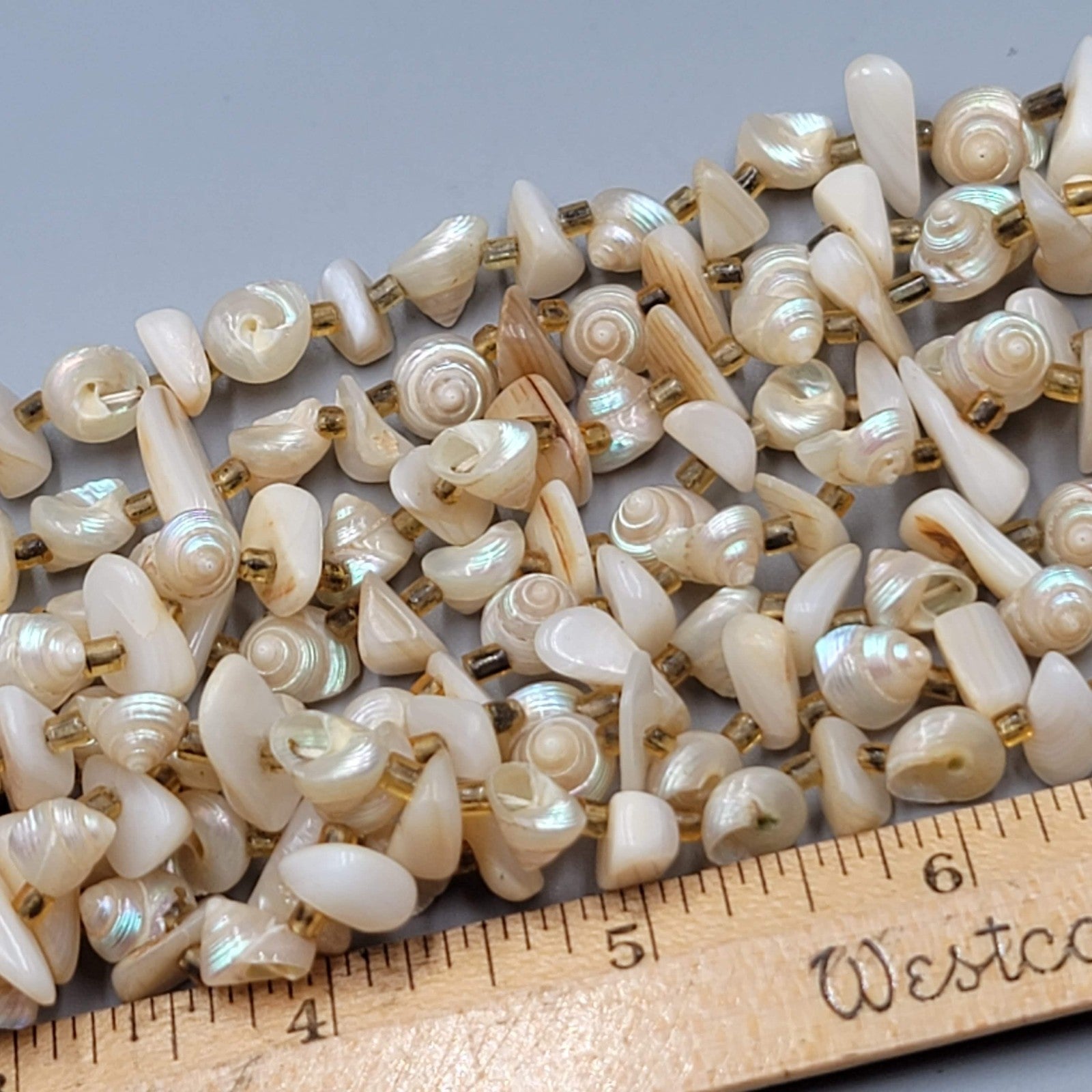 Vintage Real Shell Bead 4 Strand Necklace Estate Costume Jewelry 16" 18"20"22"