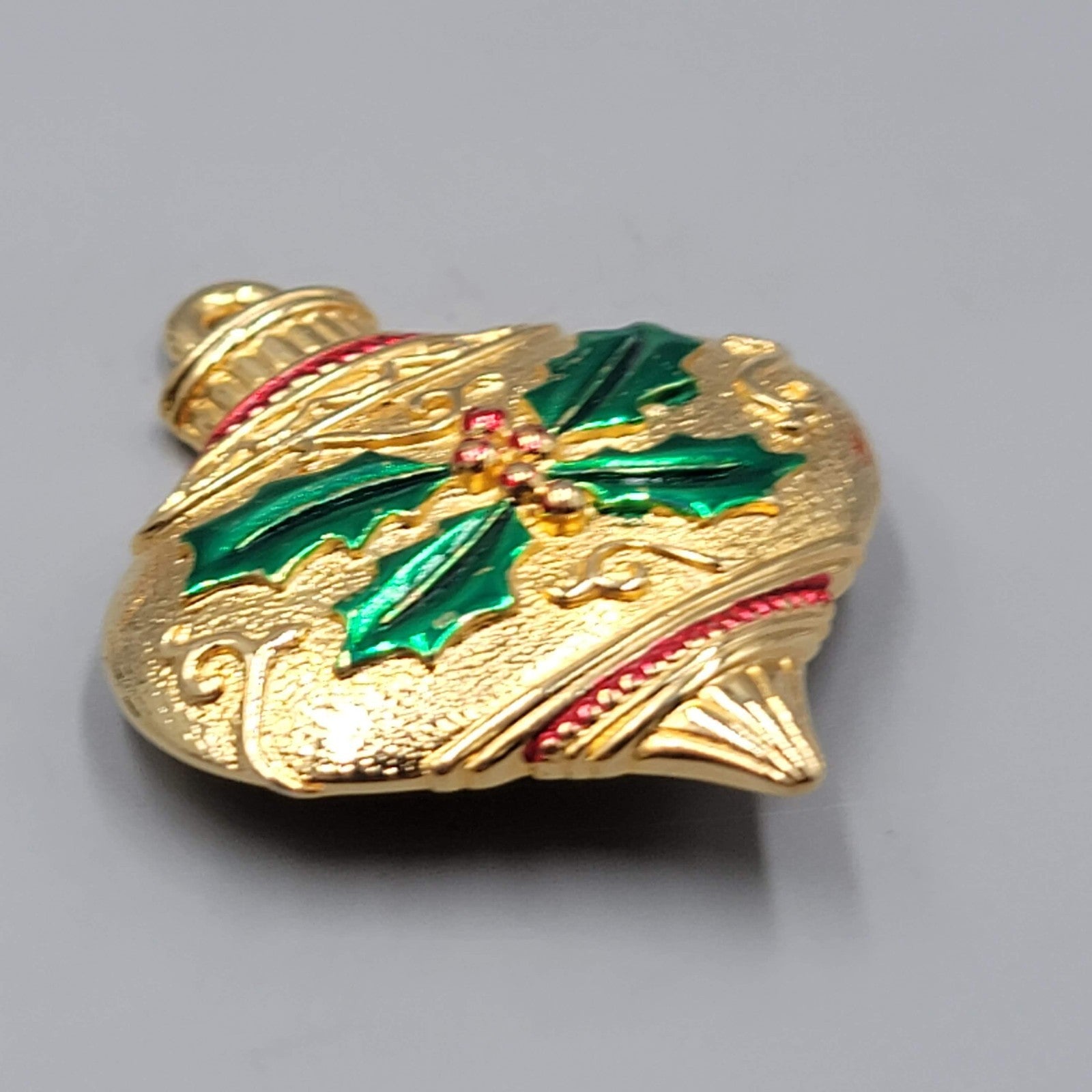 Vintage JJ Christmas Ornament Brooch Enamel Gold tone 2"