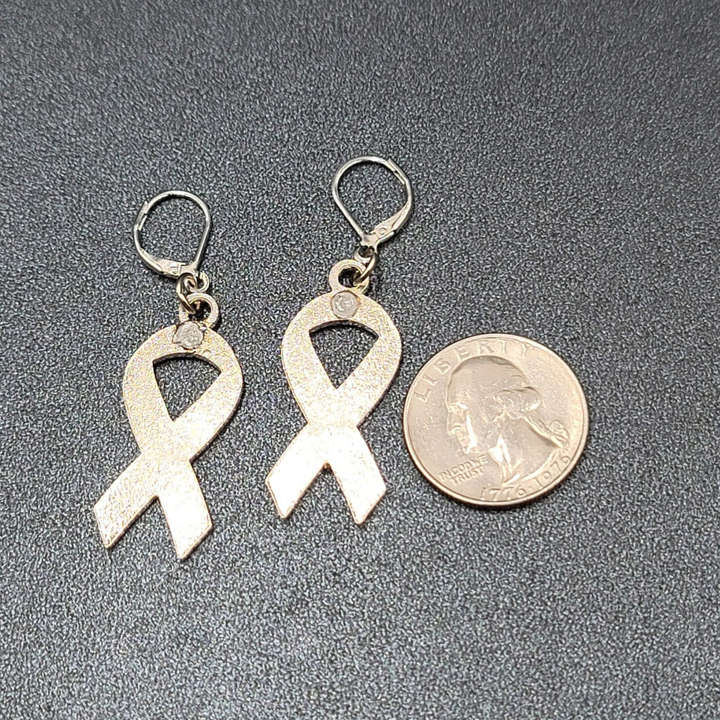 Pierced Earrings Touchstone Medical Imaging Breast Cancer Awareness Ribbon 1.5"