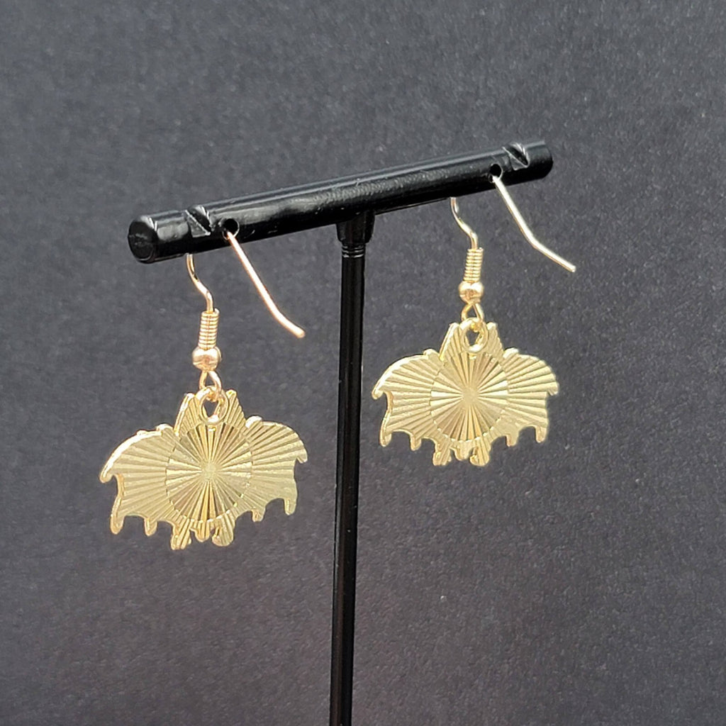 Zombie Bat Pierced Earrings Halloween Half Skeleton Enamel Dangle 3/4"