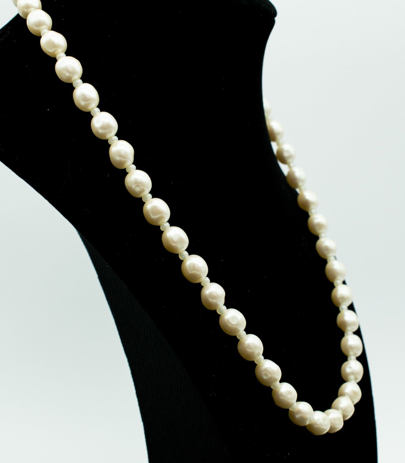 Vintage MONET Necklace Faux Pearl and Seed Bead White Estate Jewelry 19"