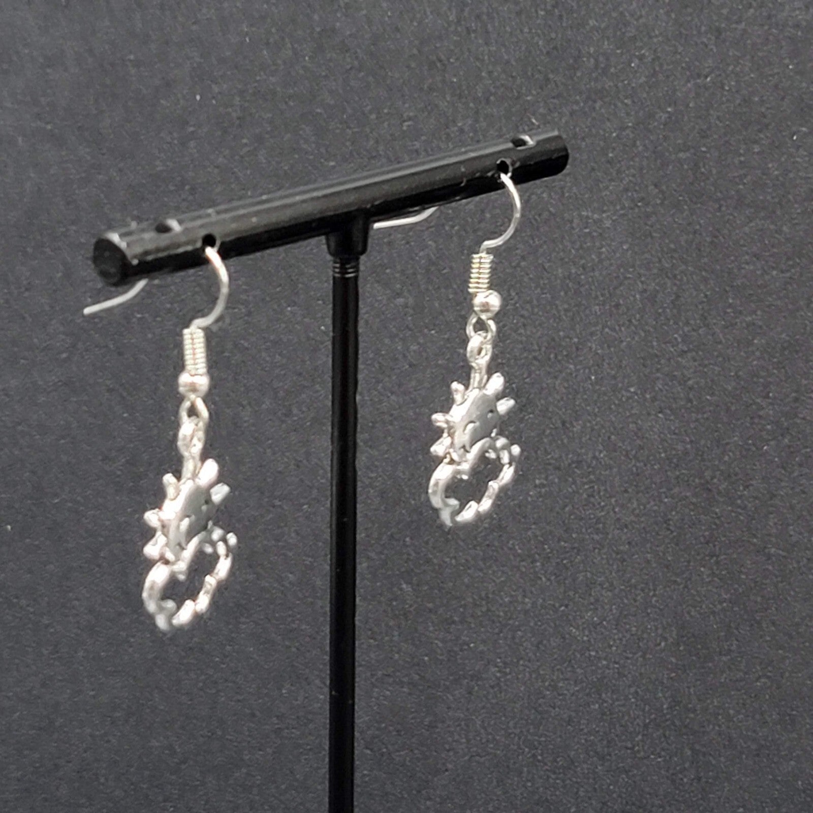 New Happy Sun Clouds Pierced Earrings Silver tone Dangle 3/4"
