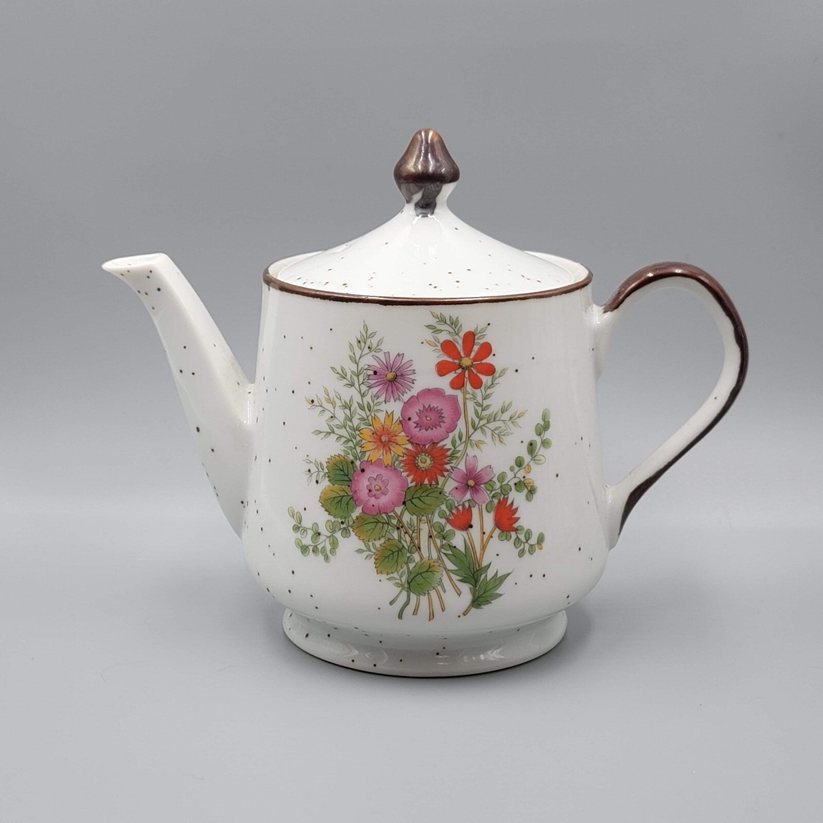 Vintage Teapot Made In Japan Flowers Floral Speckle 4.5" High