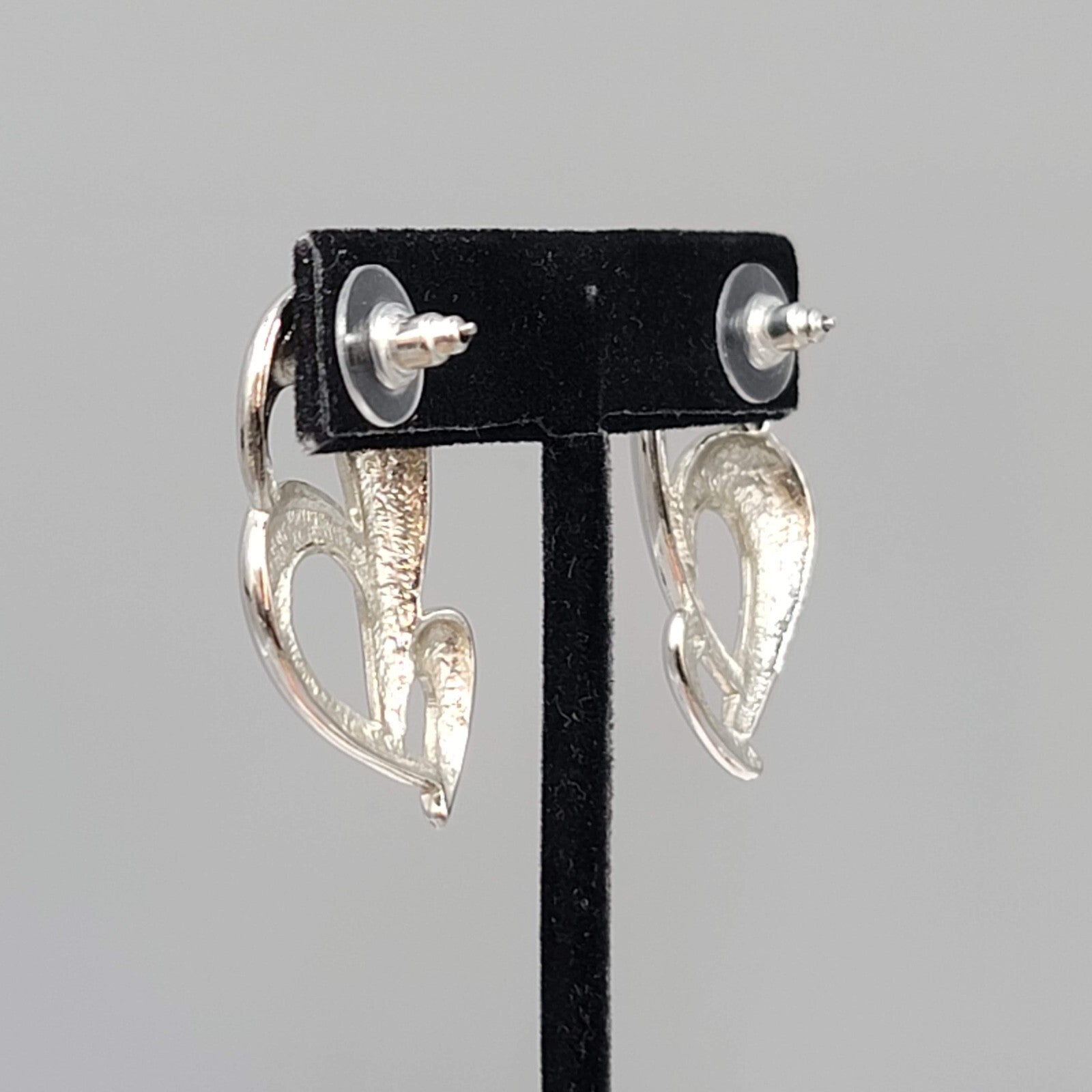 Vintage High Polish Silver tone Drop Pierced Earrings 1.5"