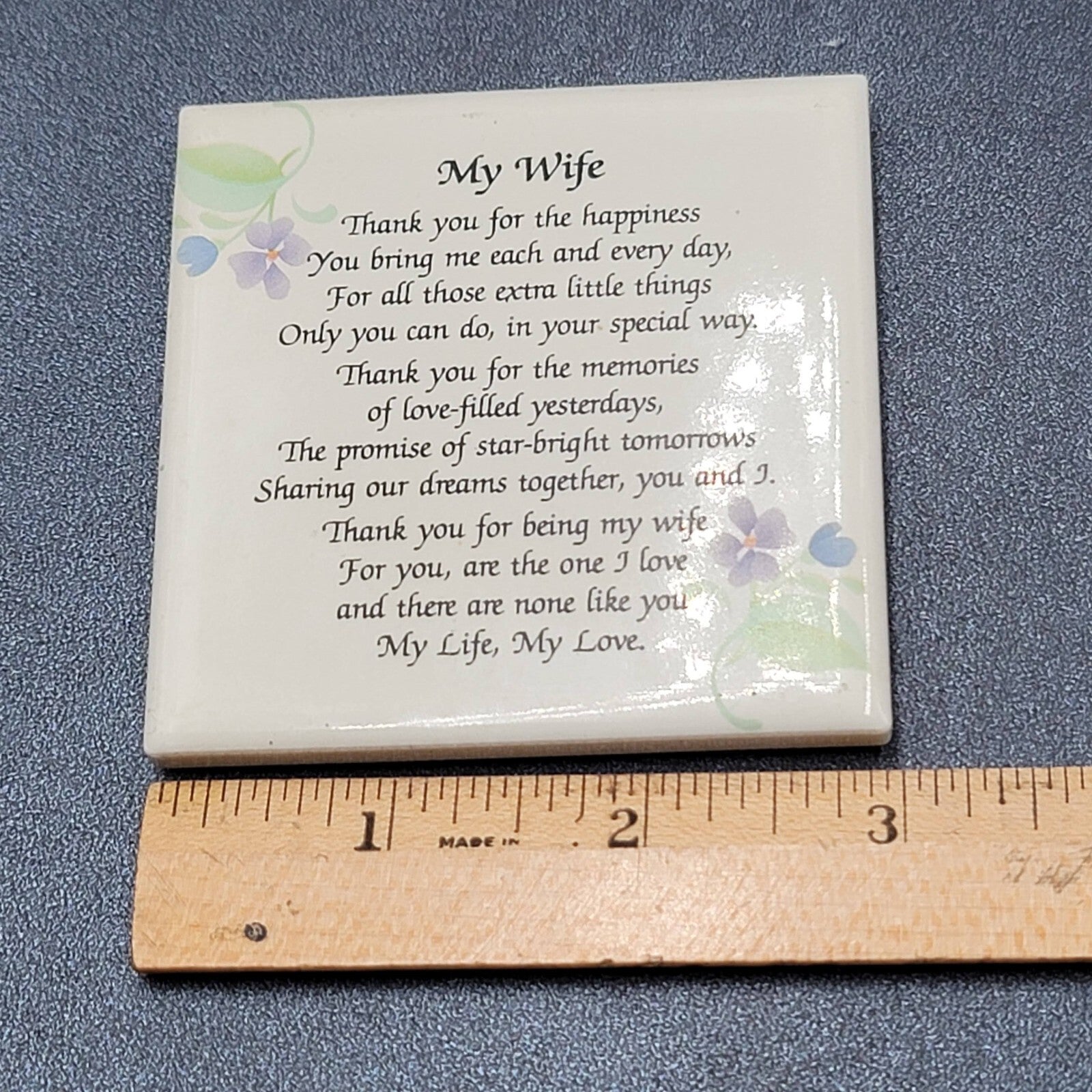 Vintage Kat Krafts Stoneware Tile MAGNET My Wife Poem USA Handmade 3"
