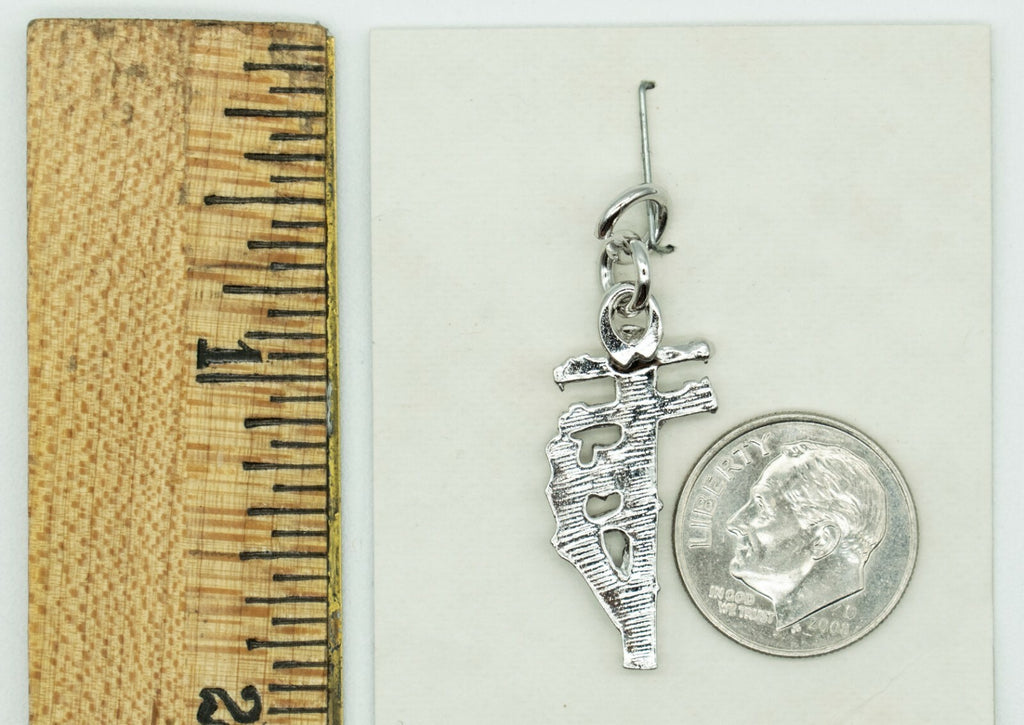 Line Worker Silver tone Dangle Charm Pendant Only 1 1/4"