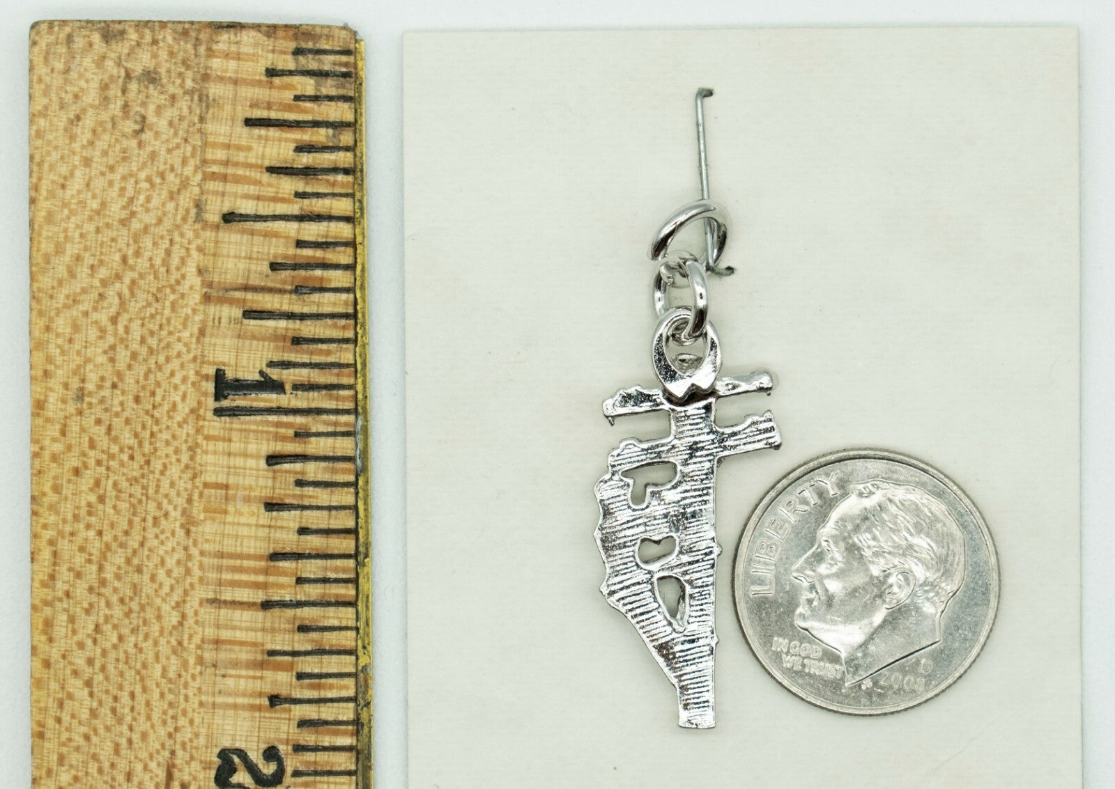 Line Worker Silver tone Dangle Charm Pendant Only 1 1/4"