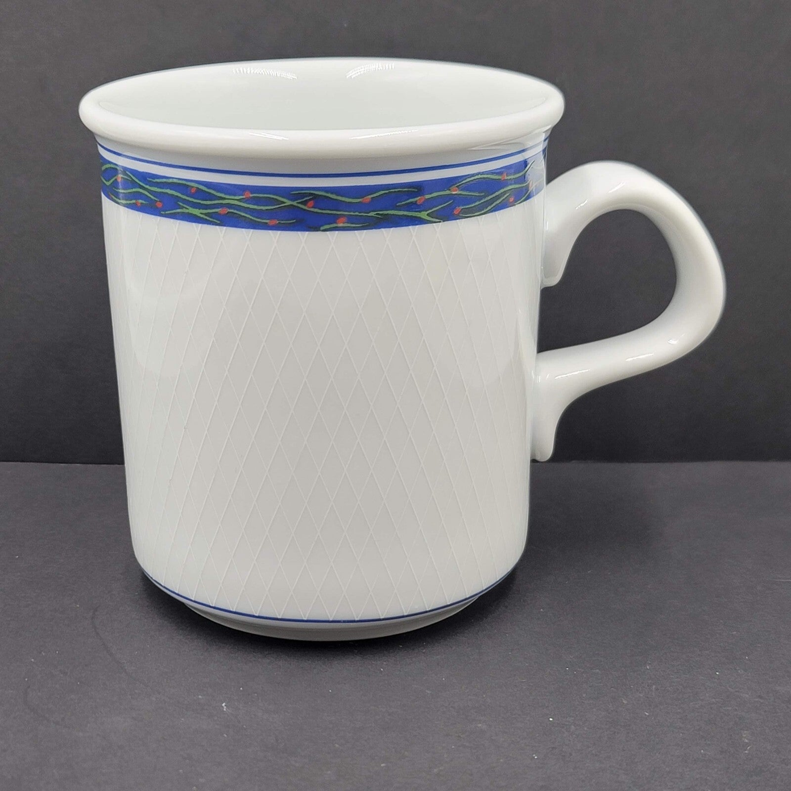 Vintage Dansk NEW SCANDIA Porcelain Coffee Mug Blue White Retired EXC Portugal