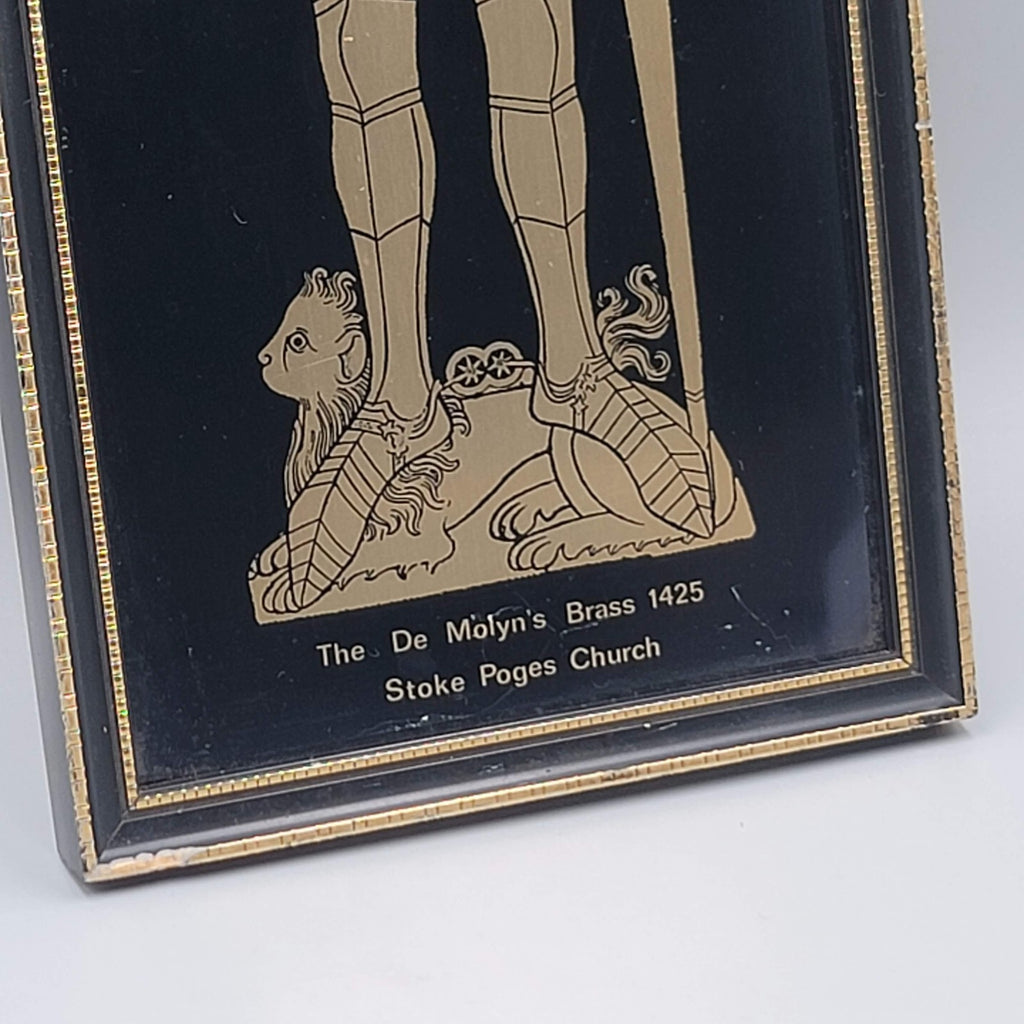 Vintage Brass of Sir William Moleyns Stoke Poges Church Glass Framed Art