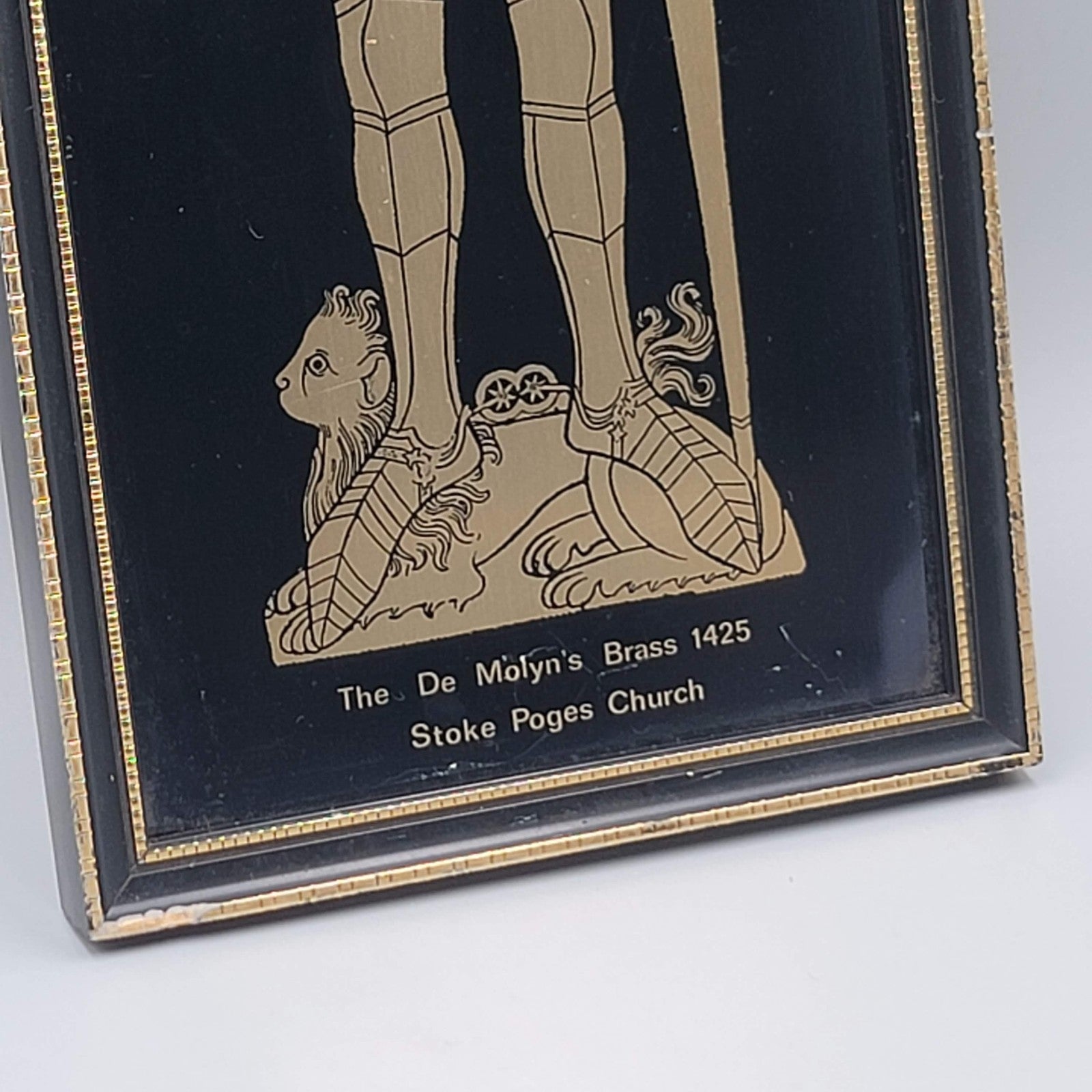 Vintage Brass of Sir William Moleyns Stoke Poges Church Glass Framed Art