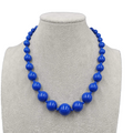 Graduated Navy Blue Bead Necklace Silver tone 18"-20"