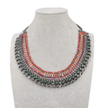 Chain Bib Necklace Rhinestone Red Orange Purple Green 16"-18"