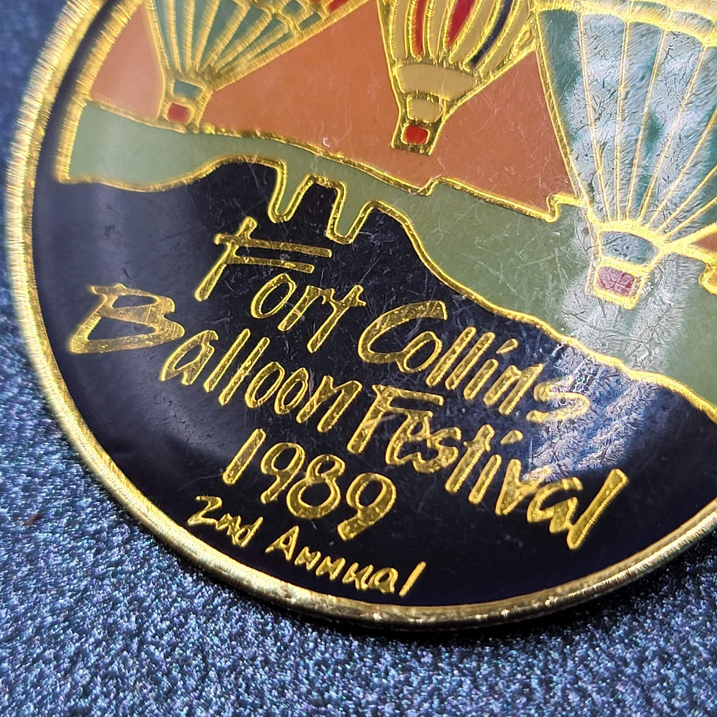 Vtg 1989 2nd Annual Fort Collins Balloon Festival Pin Hot Air Balloons Gold Tone