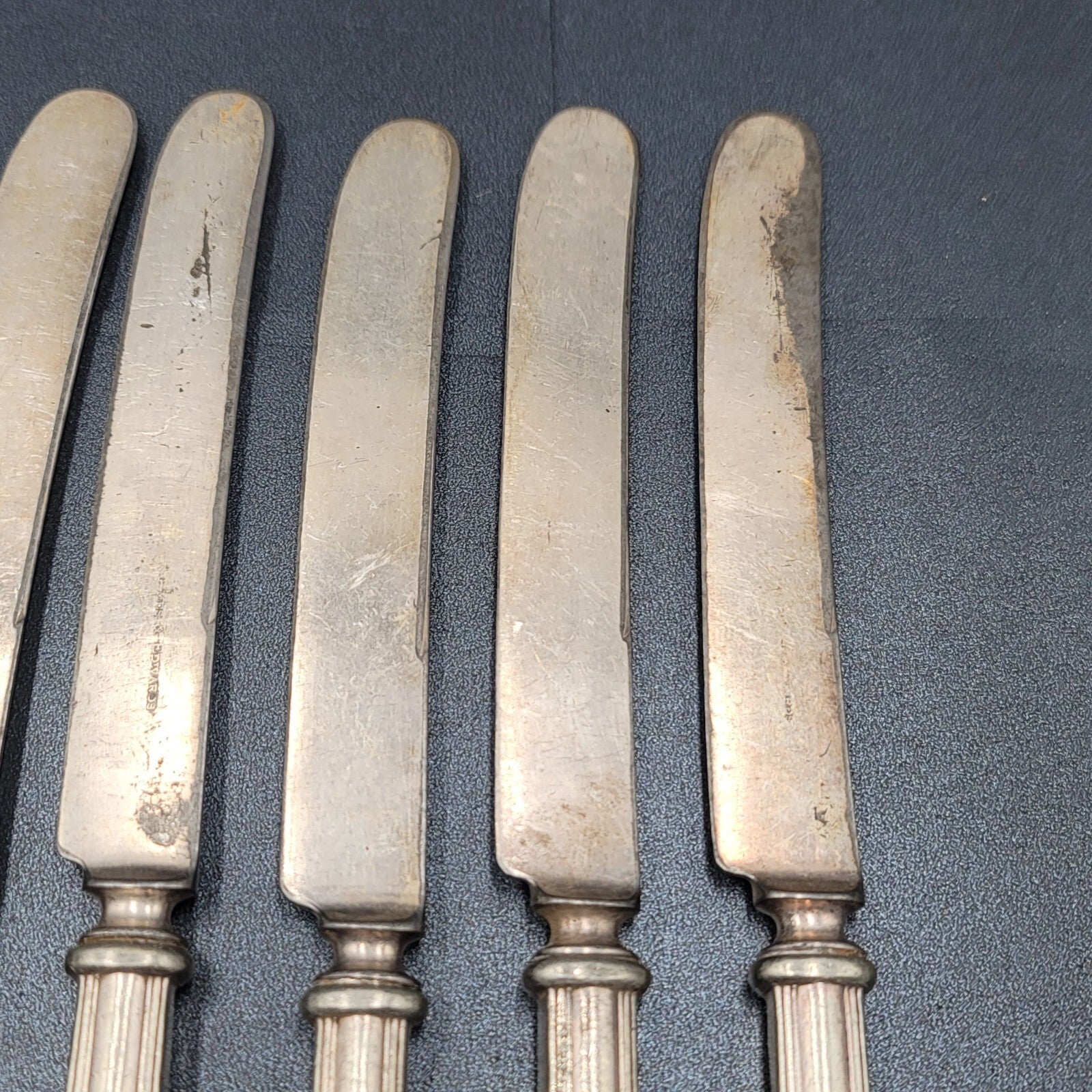 6 Antique Holmes Edwards Dinner Knives Flower 1 Serving Spoon