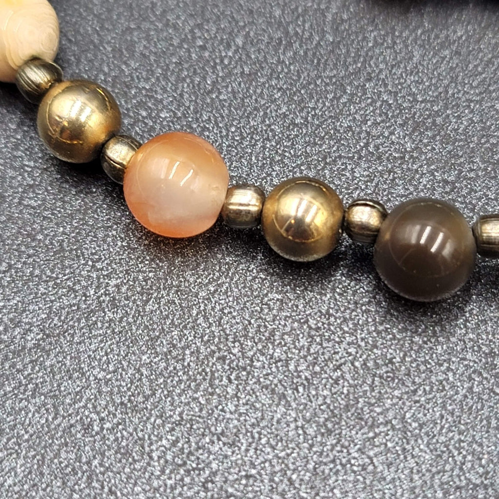 Multicolor Stone Bead Necklace Gold tone Spacers Hook Closure 22"