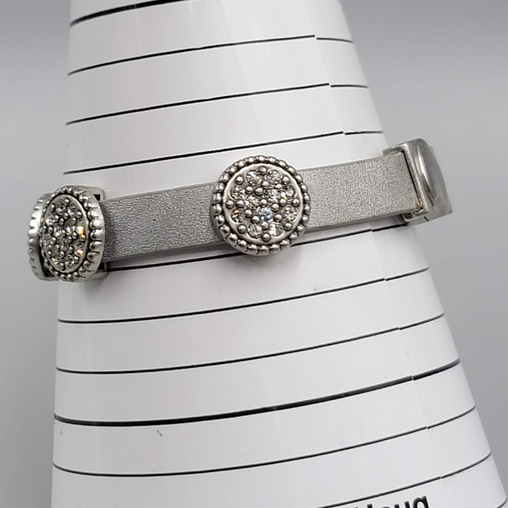 Chicos Leather Bracelet Crystal Rhinestone Magnetic Closure 7"