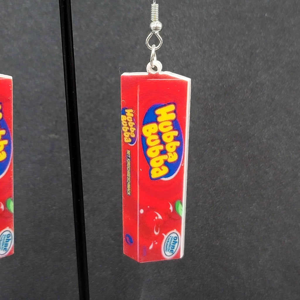 Hubba Bubba Gum Pierced Earrings Fun Novelty Acrylic Dangle  2"