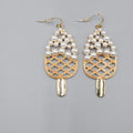 Dessert Ice Cream Bar Pierced Earrings Gold tone Dangle Faux Pearl 2.25"