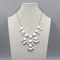 Statement Bib Necklace Silver tone White Acrylic  Silver tone 18"-20"