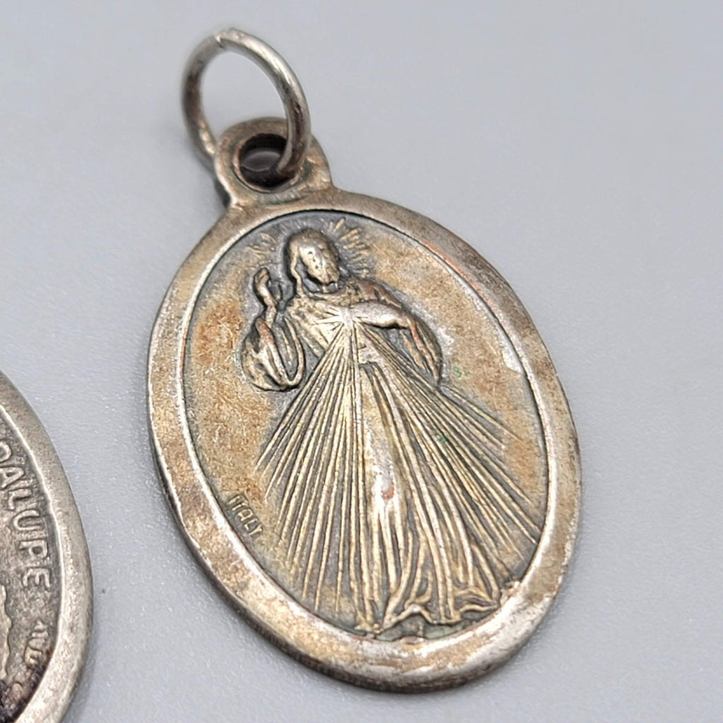 Vintage Catholic Medals Lot Our Lady of Guadalupe Divine Mercy Jesus Italy Charm