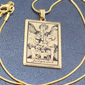 JUDGEMENT Tarot Card Pendant Necklace Major Arcana Gold tone 18”.