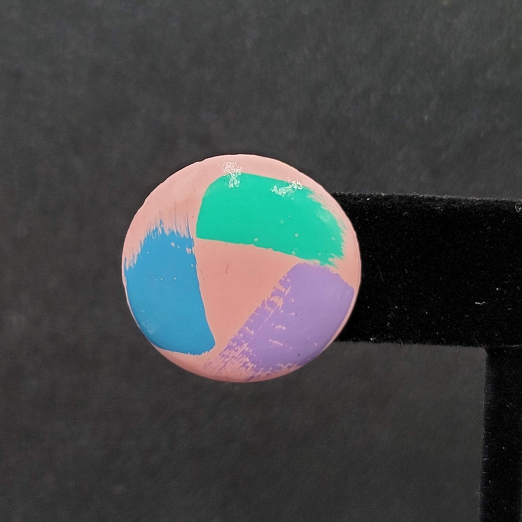 Vintage Pierced Earrings Pink Teal Blue Purple Round 7/8"
