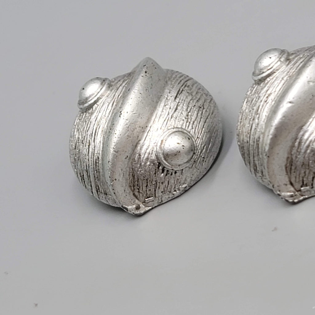 Vintage Large Dome Statement Clip on Earrings Silver tone 1 1/8"