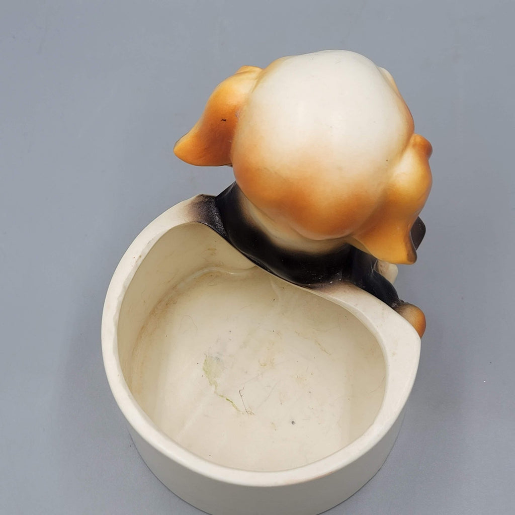 Vintage Lefton Japan Puppy Dog Planter Big Eyes Ceramic H6974 Beagle