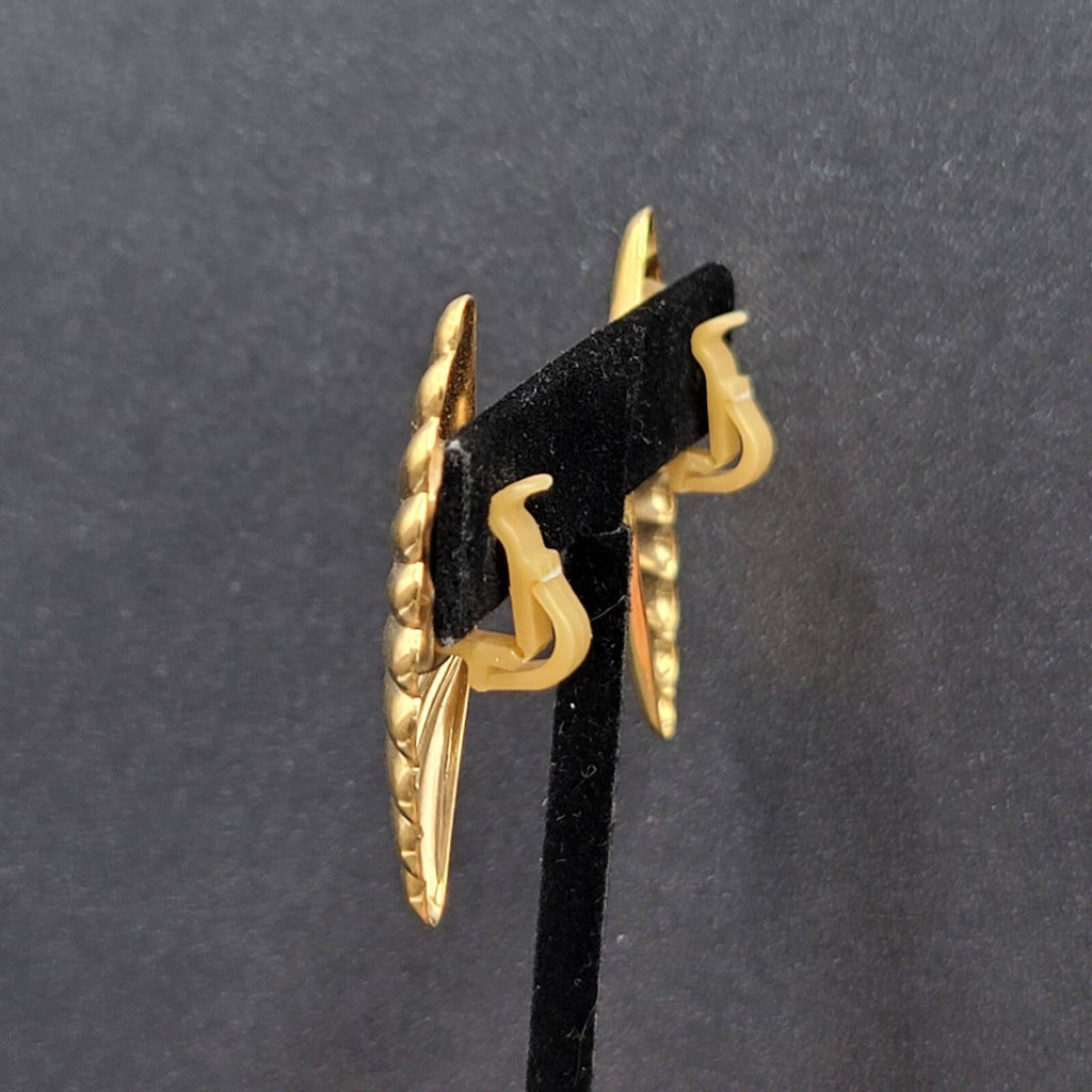 Vintage Clip on Earrings Lightweight Gold tone Plastic Clip 1 5/8"