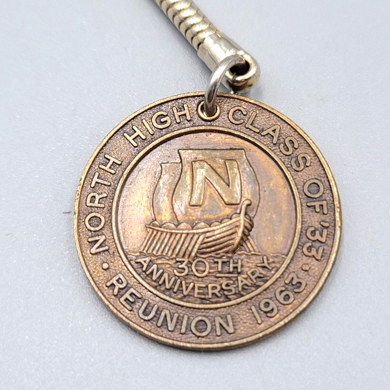 Vintage North High School 1933 - 1963 Class Reunion Keychain Metal Key Ring