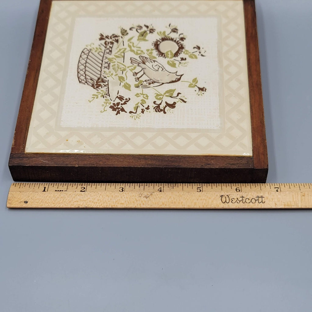 Vintage Siena Ceramic Tile Bird Flower Made in Italy 5 3/4"