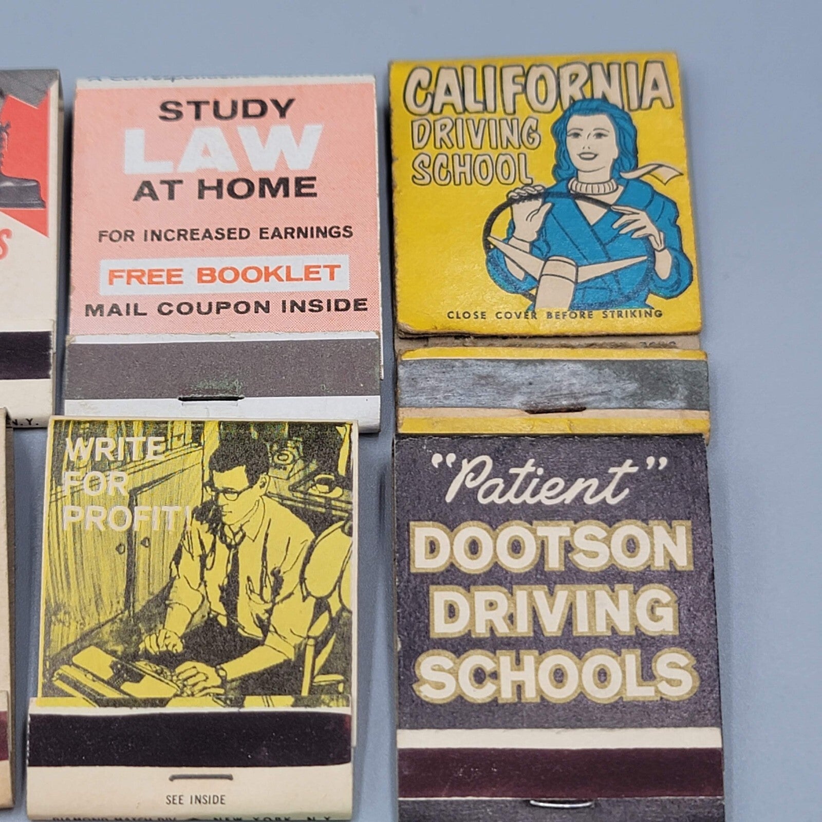 Vintage Matchbook Variety Lot of 11 Study Law Driving School High School
