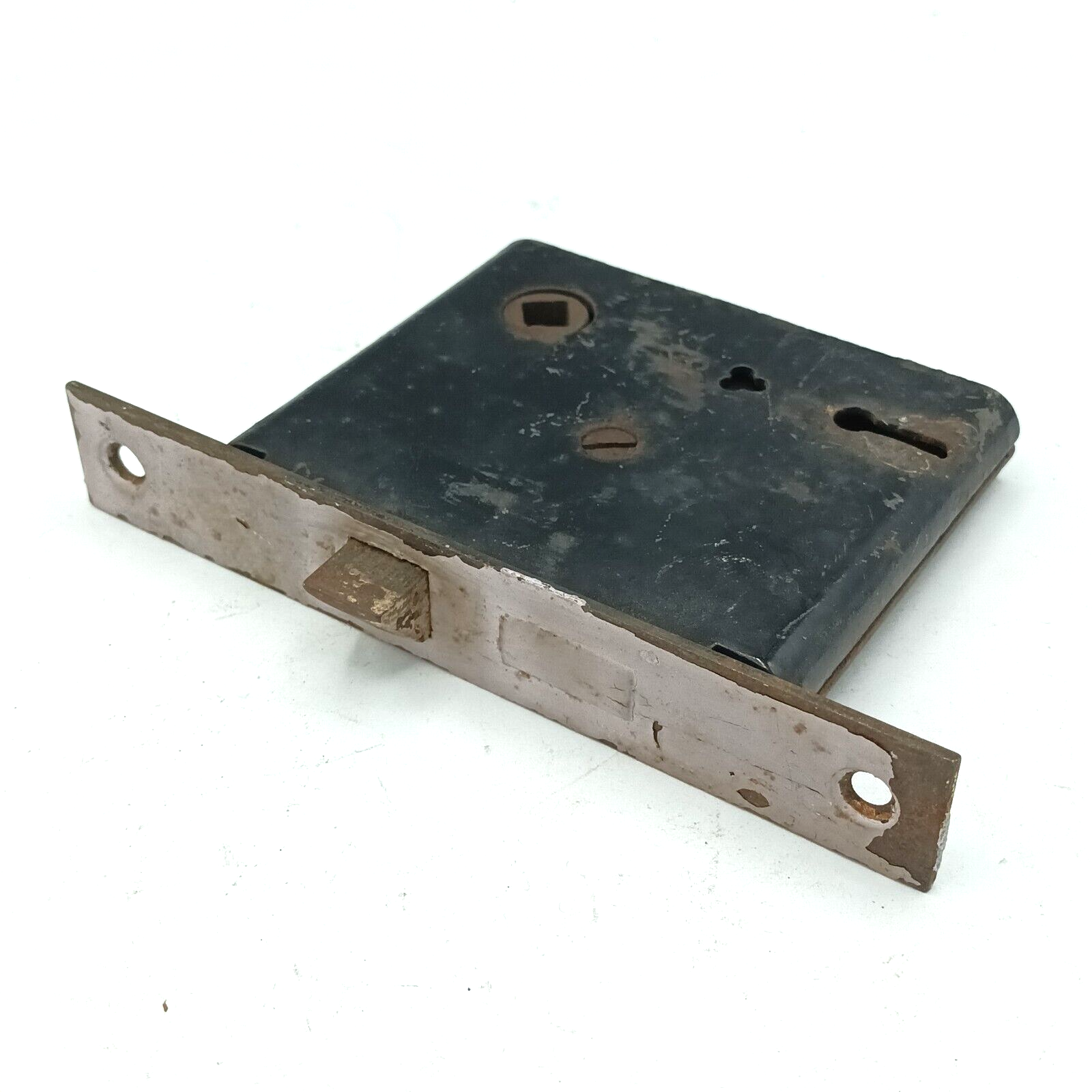 Vintage Mortise Lock Door Hardware Salvage Skeleton Keyhole NO Key Purple Paint