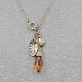 Monet Charm Pendant Necklace Gold tone Crystal 16"-18"