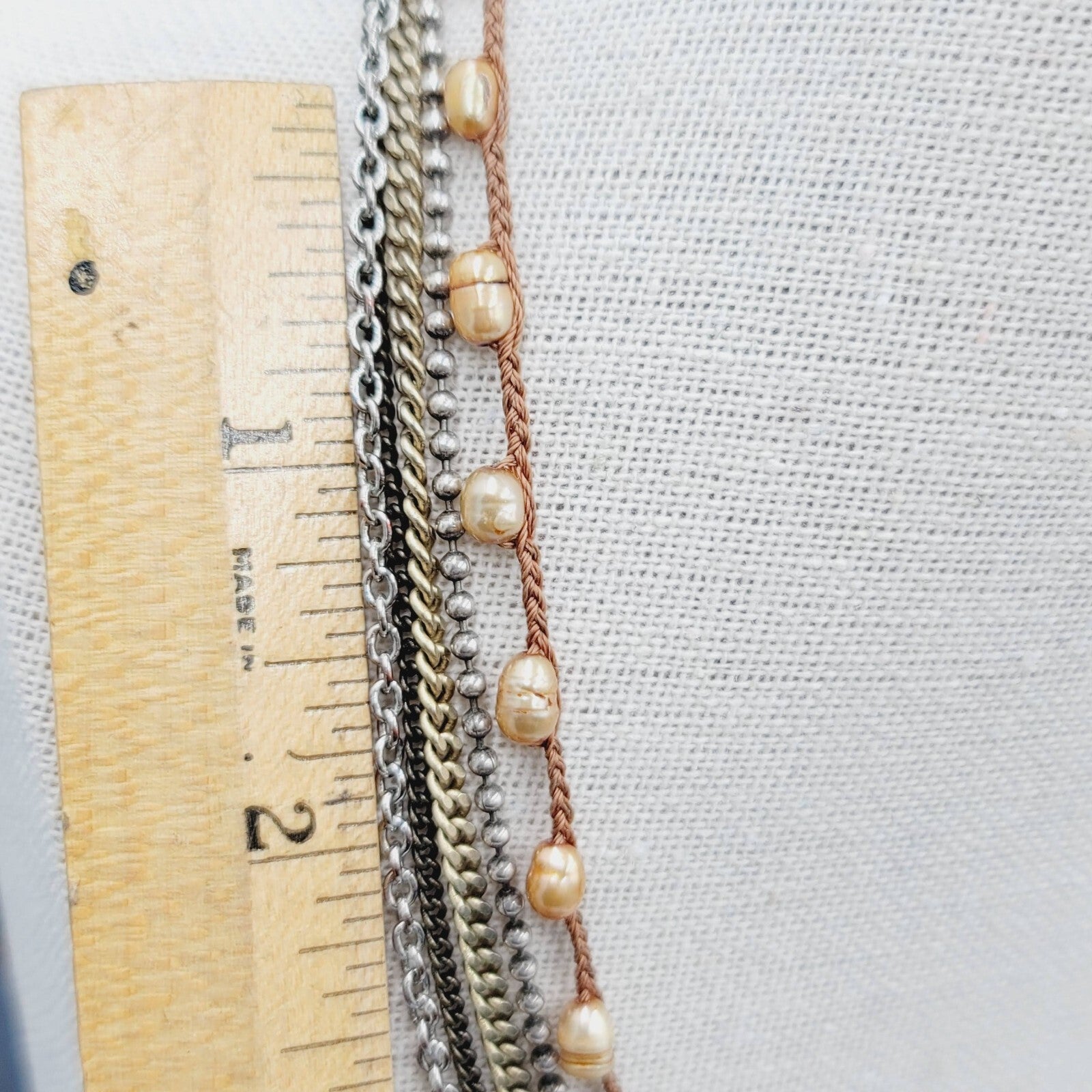Premier Designs Layered Necklace  Freshwater Pearl Gold Tone Beads 18"-21"