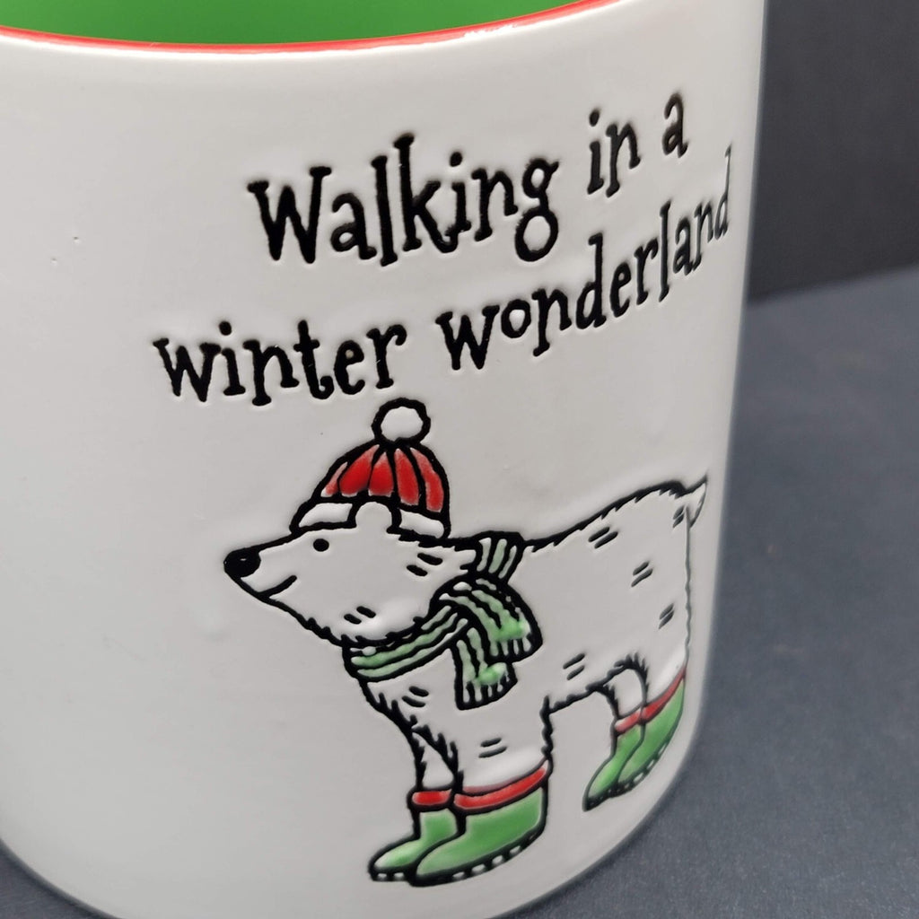 Spectrum Coffee Mug Embossed Walking in a Winter Wonderland Polar Bear Large