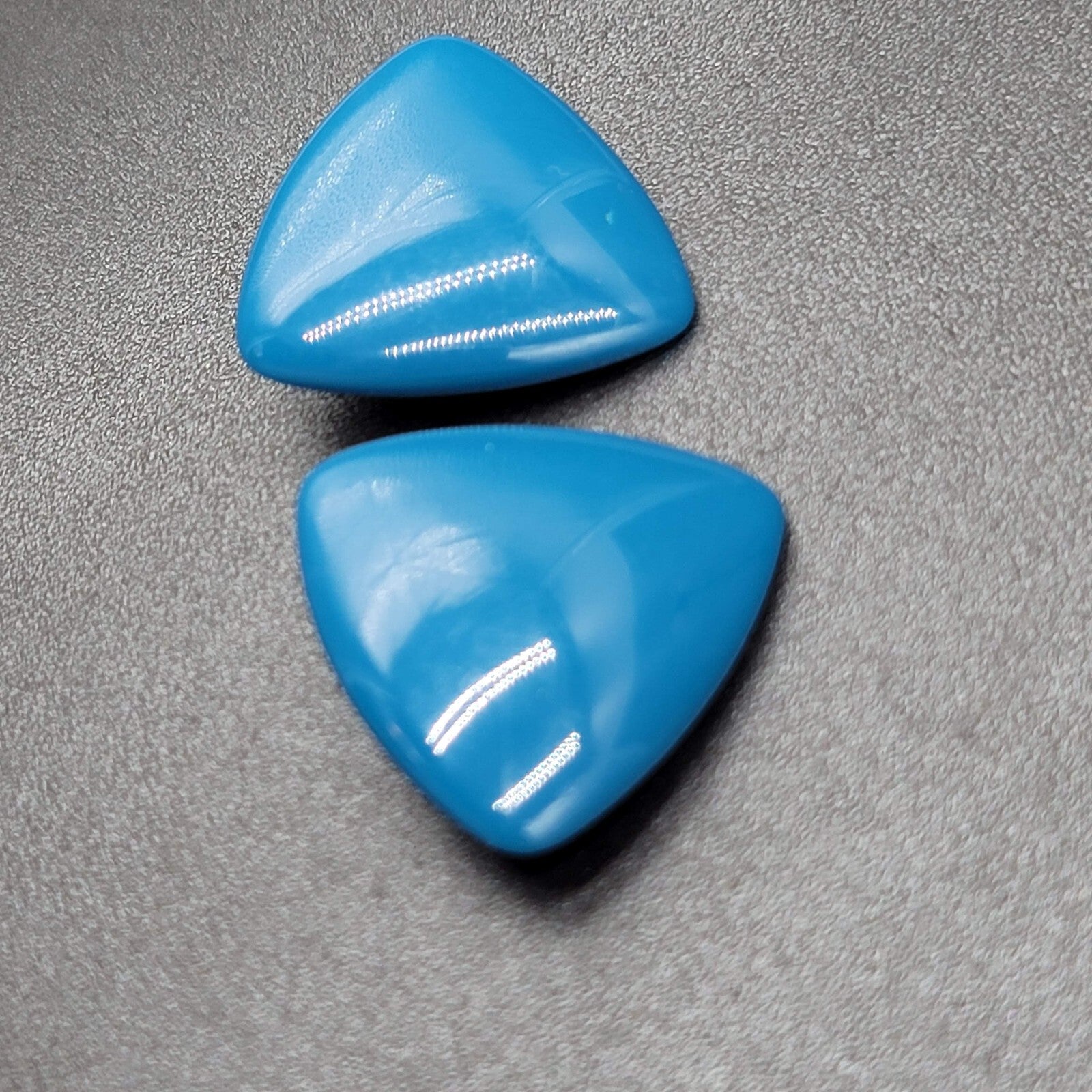 Vintage Clip on Earrings Blue Acrylic Triangle Statement Drop 1 3/8"