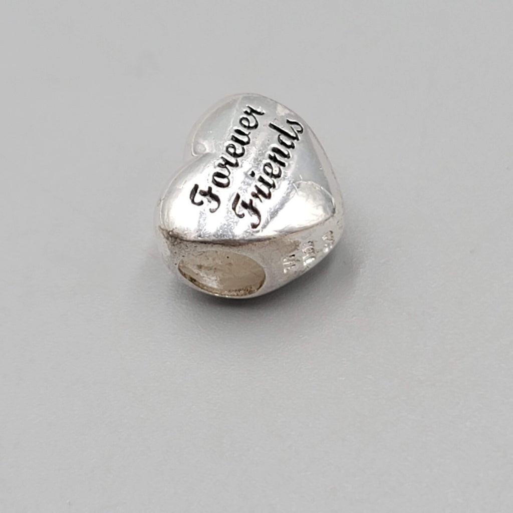 Sterling Silver Friends Forever Heart Slide Charm Signed IBB 925 Thai