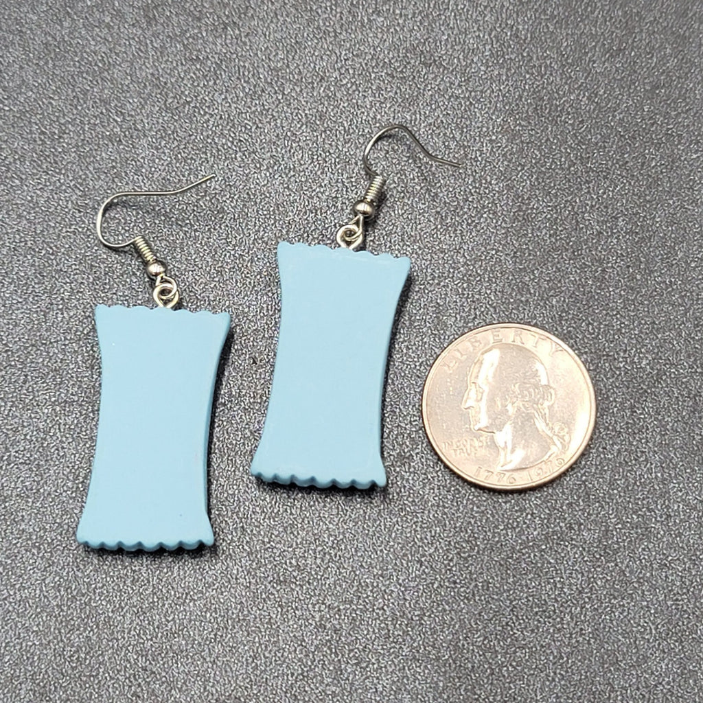 Candy Pierced Earrings Sour Punch Straws Dangle Blue 1.25"